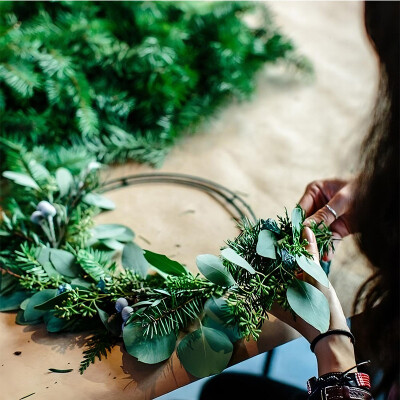 Christmas wreath making